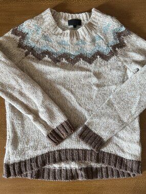 Mary Made in Italy Wool Sweater Gold Trim / Thread - Alpaca Wool Blend Size L